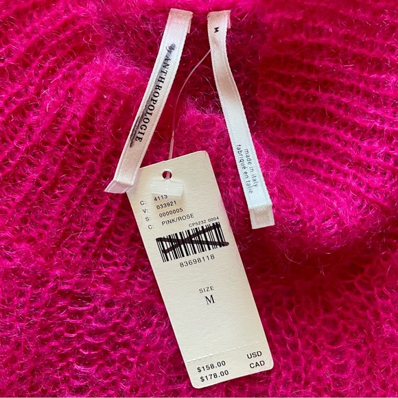 NWT Anthropologie Pink Fuzzy Mohair Blend Open Weave Knit Short Sleeve Sweater - Picture 12 of 13